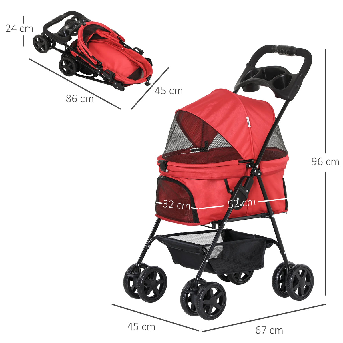 Foldable Dog Stroller with Universal Wheels