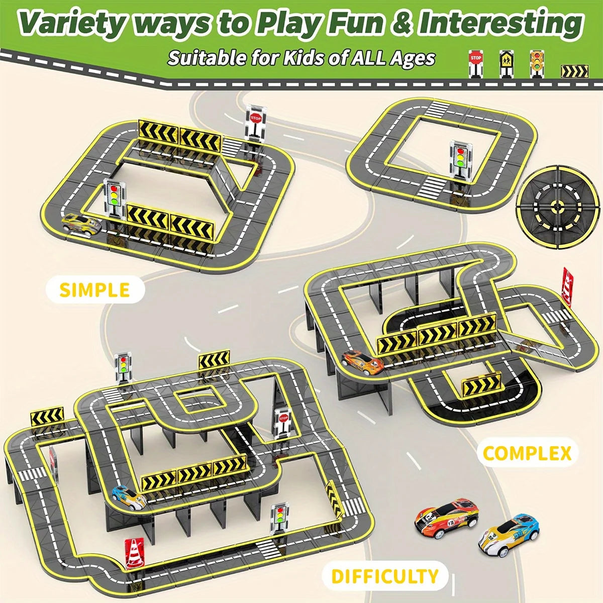 Magnetic Road Set with Magnet Crane Car Toys