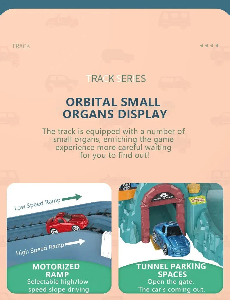 Dinosaur Mountain Track Racing Puzzle Toys Set