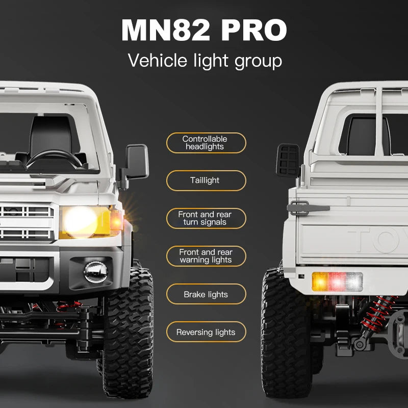 MN82 Controllable Headlights RC pickup Truck