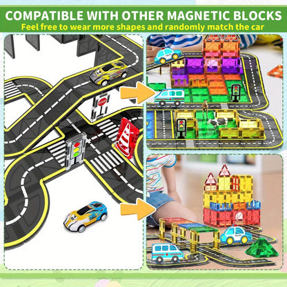 Magnetic Road Set with Magnet Crane Car Toys