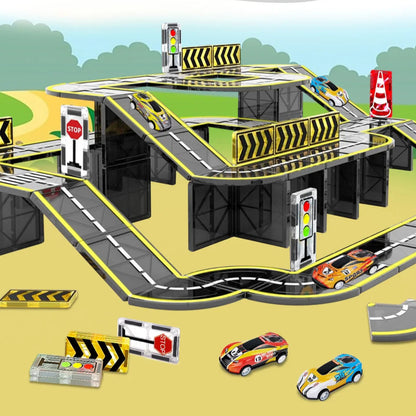 Magnetic Road Set with Magnet Crane Car Toys