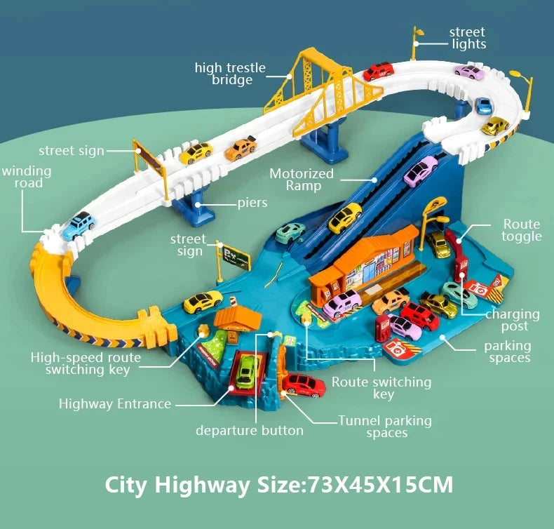 Dinosaur Mountain Track Racing Puzzle Toys Set