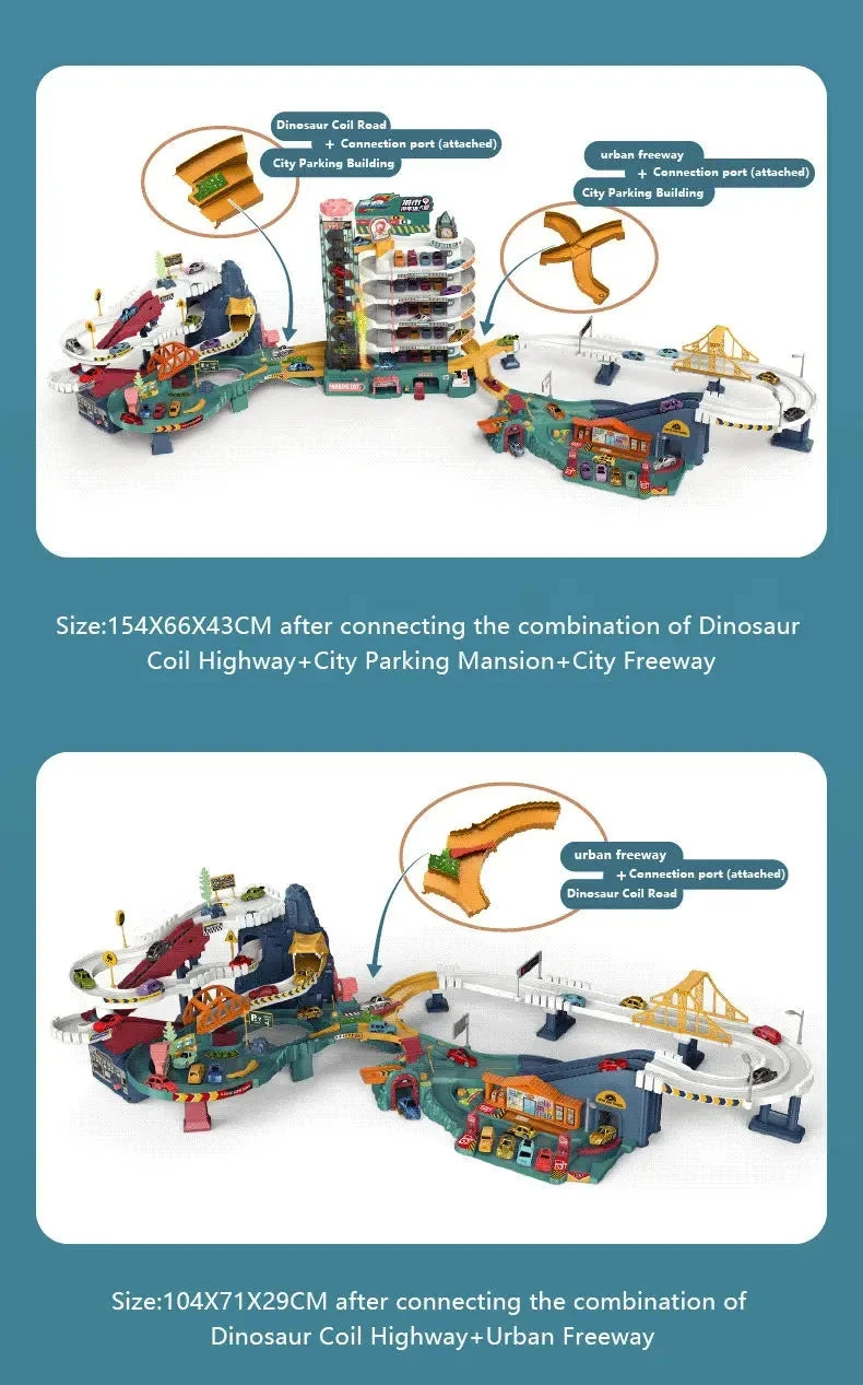 Dinosaur Mountain Track Racing Puzzle Toys Set