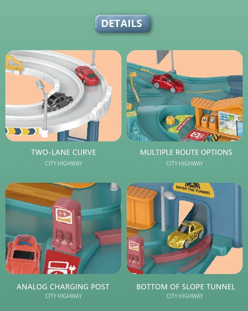 Dinosaur Mountain Track Racing Puzzle Toys Set